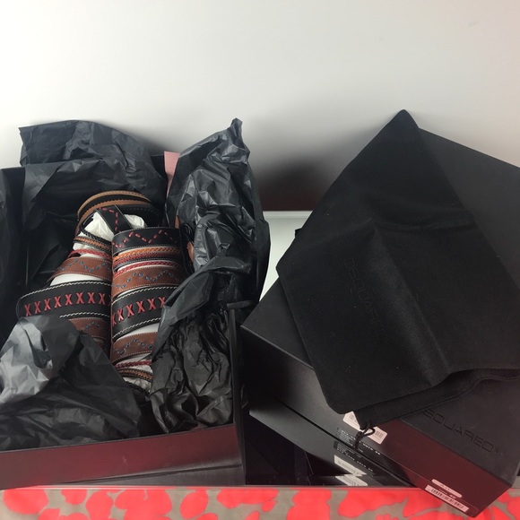 DSQUARED2 Leather Laces Strappy Embroidered Heels - Picture 11 of 11